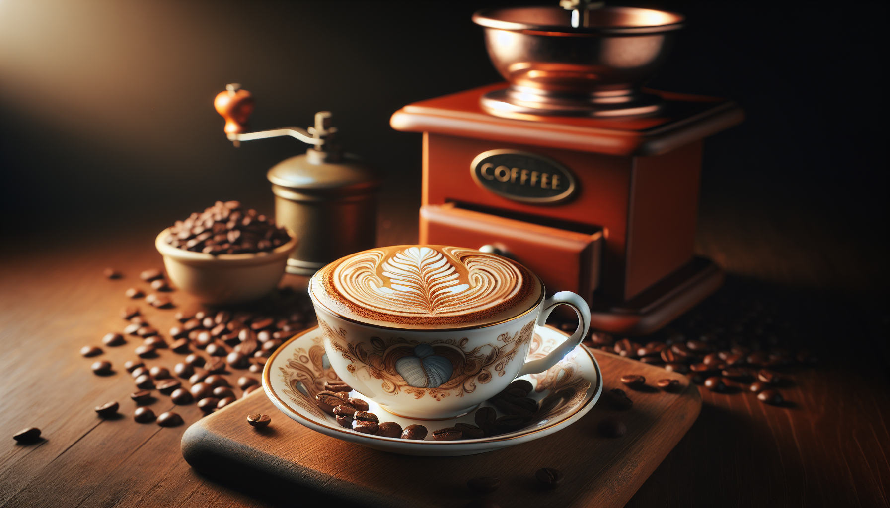 An artistic depiction of a cappuccino with rich milk foam and latte art.