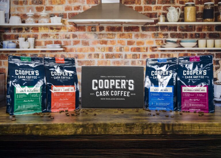 Whiskey Barrel Aged Coffee box set from Cooper's! Big bags!